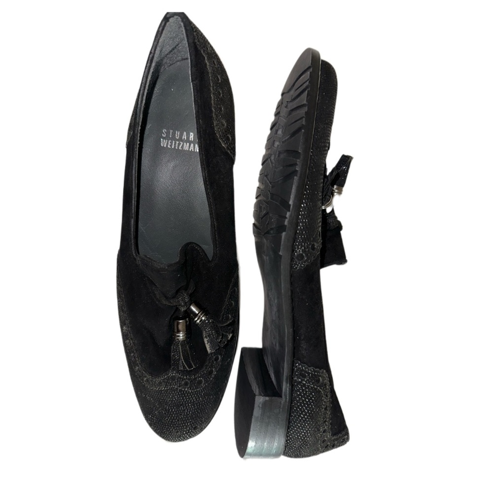 Stuart Weitzman Boything Loafers Black Suede And … - image 2